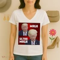 Ultra Maga Donald J Trump Ultra Maga Women's V-Neck T-Shirt thumb 3