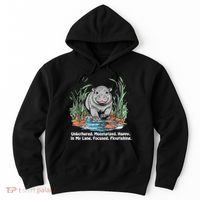 Unbothered Moo Deng Bouncy Pig Meme Cute Baby Hippo Viral Hoodie thumb 0
