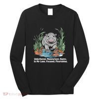 Unbothered Moo Deng Bouncy Pig Meme Cute Baby Hippo Viral Long Sleeve Shirt thumb 0