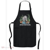 Unbothered Moo Deng Bouncy Pig Meme Cute Baby Hippo Viral Apron thumb 0