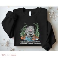 Unbothered Moo Deng Bouncy Pig Meme Cute Baby Hippo Viral Sweatshirt thumb 2