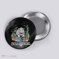 Unbothered Moo Deng Bouncy Pig Meme Cute Baby Hippo Viral Button thumb 0