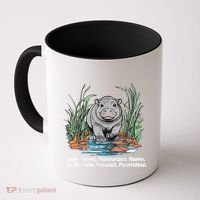 Unbothered Moo Deng Bouncy Pig Meme Cute Baby Hippo Viral Coffee Mug thumb 0
