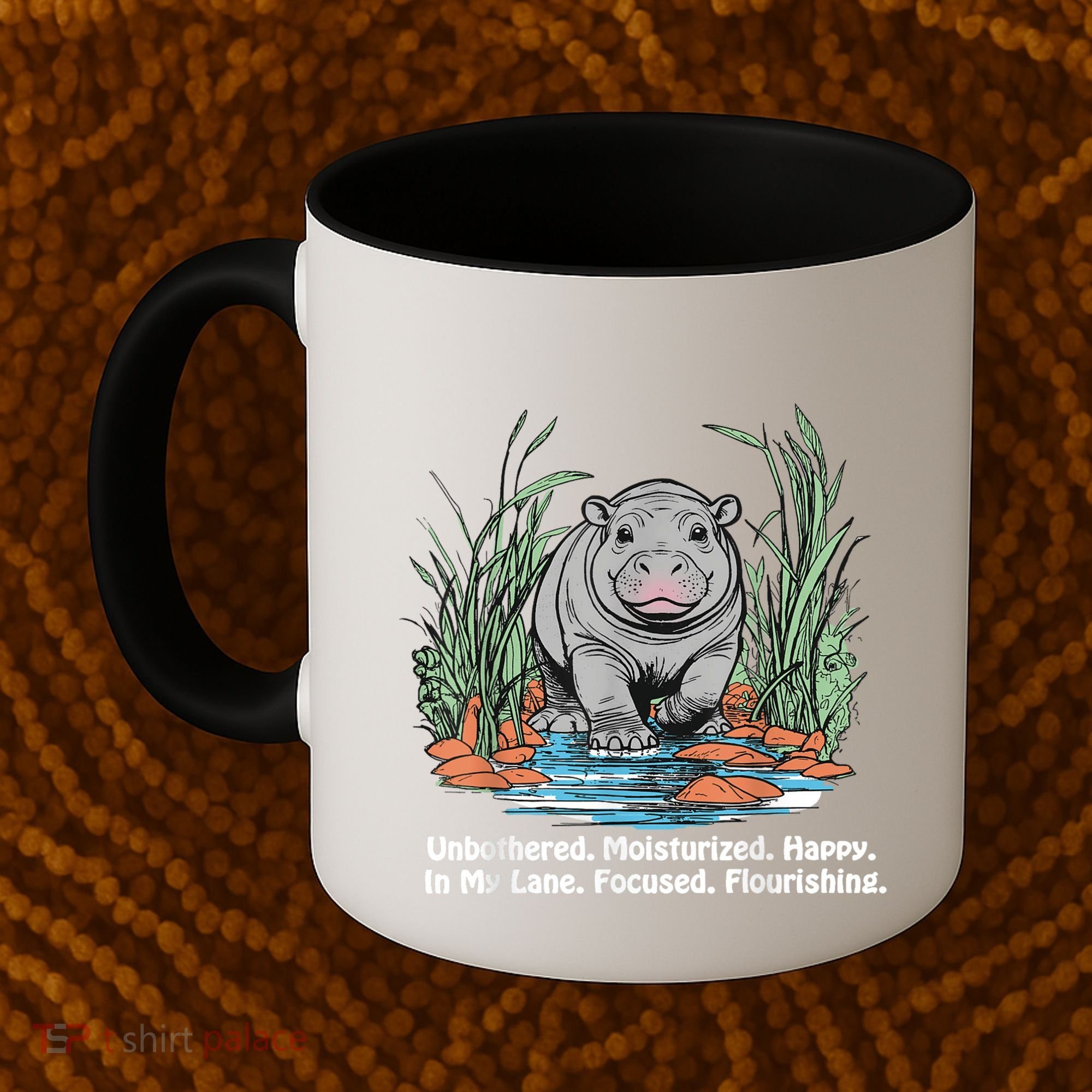 Unbothered Moo Deng Bouncy Pig Meme Cute Baby Hippo Viral Coffee Mug