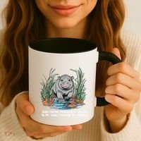 Unbothered Moo Deng Bouncy Pig Meme Cute Baby Hippo Viral Coffee Mug thumb 3
