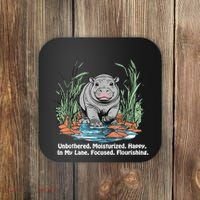 Unbothered Moo Deng Bouncy Pig Meme Cute Baby Hippo Viral Coaster thumb 0