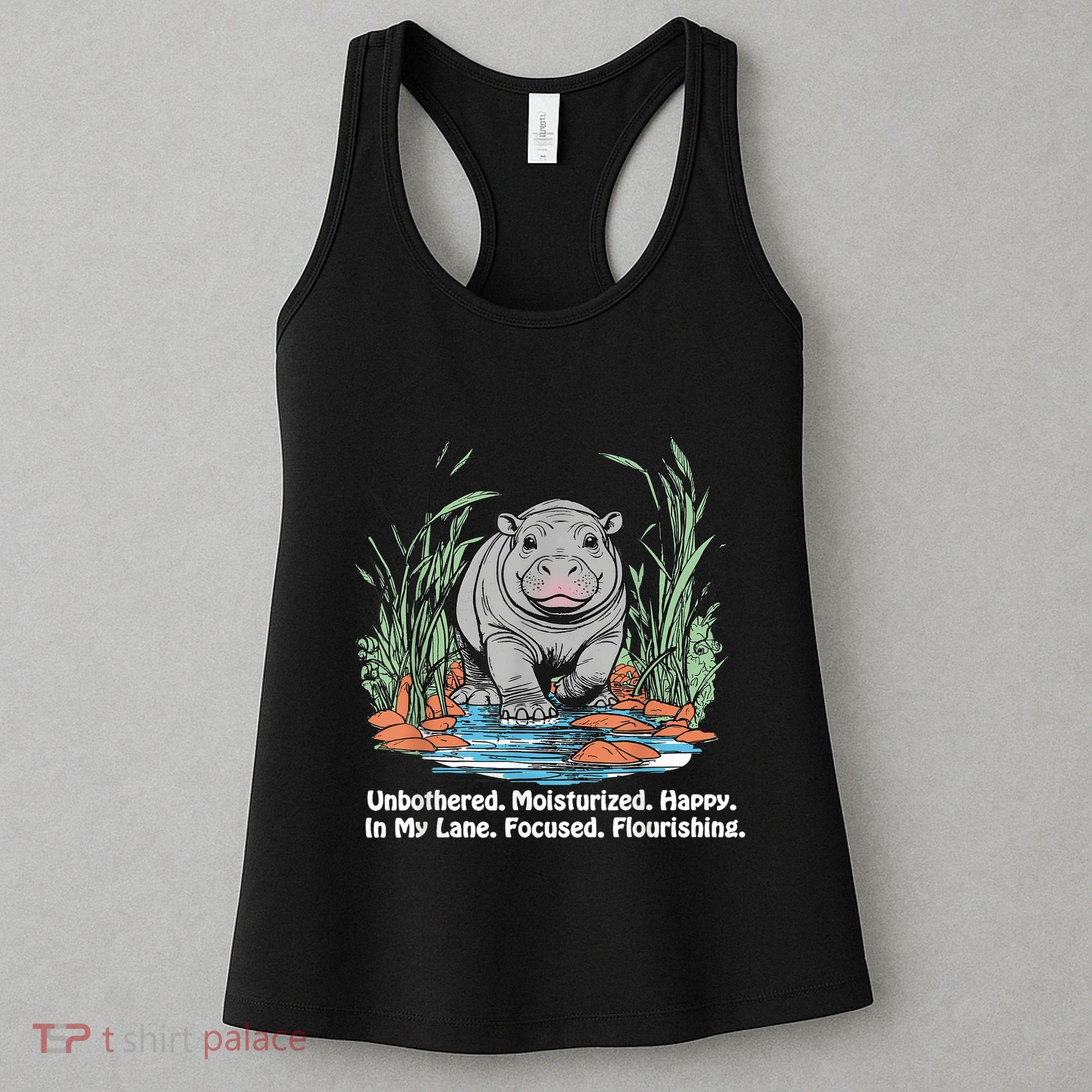 Unbothered Moo Deng Bouncy Pig Meme Cute Baby Hippo Viral Women's Tank Top