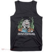 Unbothered Moo Deng Bouncy Pig Meme Cute Baby Hippo Viral Tank Top thumb 0