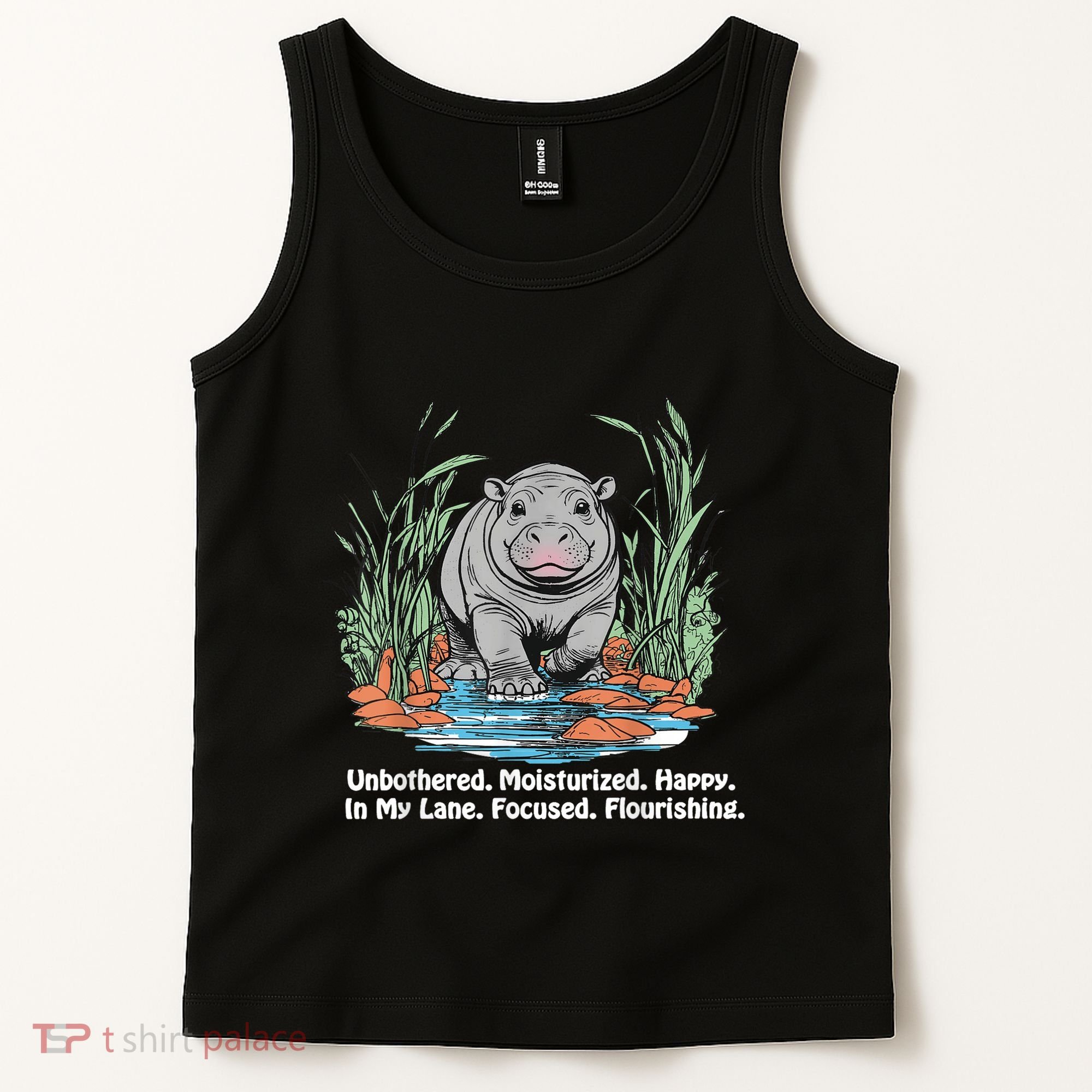 Unbothered Moo Deng Bouncy Pig Meme Cute Baby Hippo Viral Tank Top