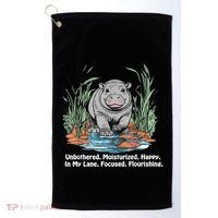 Unbothered Moo Deng Bouncy Pig Meme Cute Baby Hippo Viral Golf Towel thumb 0