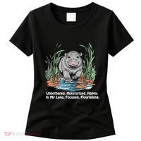 Unbothered Moo Deng Bouncy Pig Meme Cute Baby Hippo Viral Women's T-Shirt thumb 0