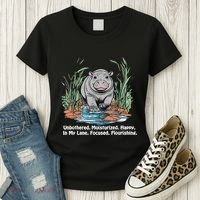 Unbothered Moo Deng Bouncy Pig Meme Cute Baby Hippo Viral Women's T-Shirt thumb 3