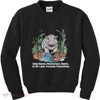 Unbothered Moo Deng Bouncy Pig Meme Cute Baby Hippo Viral Kids Sweatshirt thumb 0