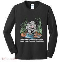 Unbothered Moo Deng Bouncy Pig Meme Cute Baby Hippo Viral Kids Long Sleeve Shirt thumb 0