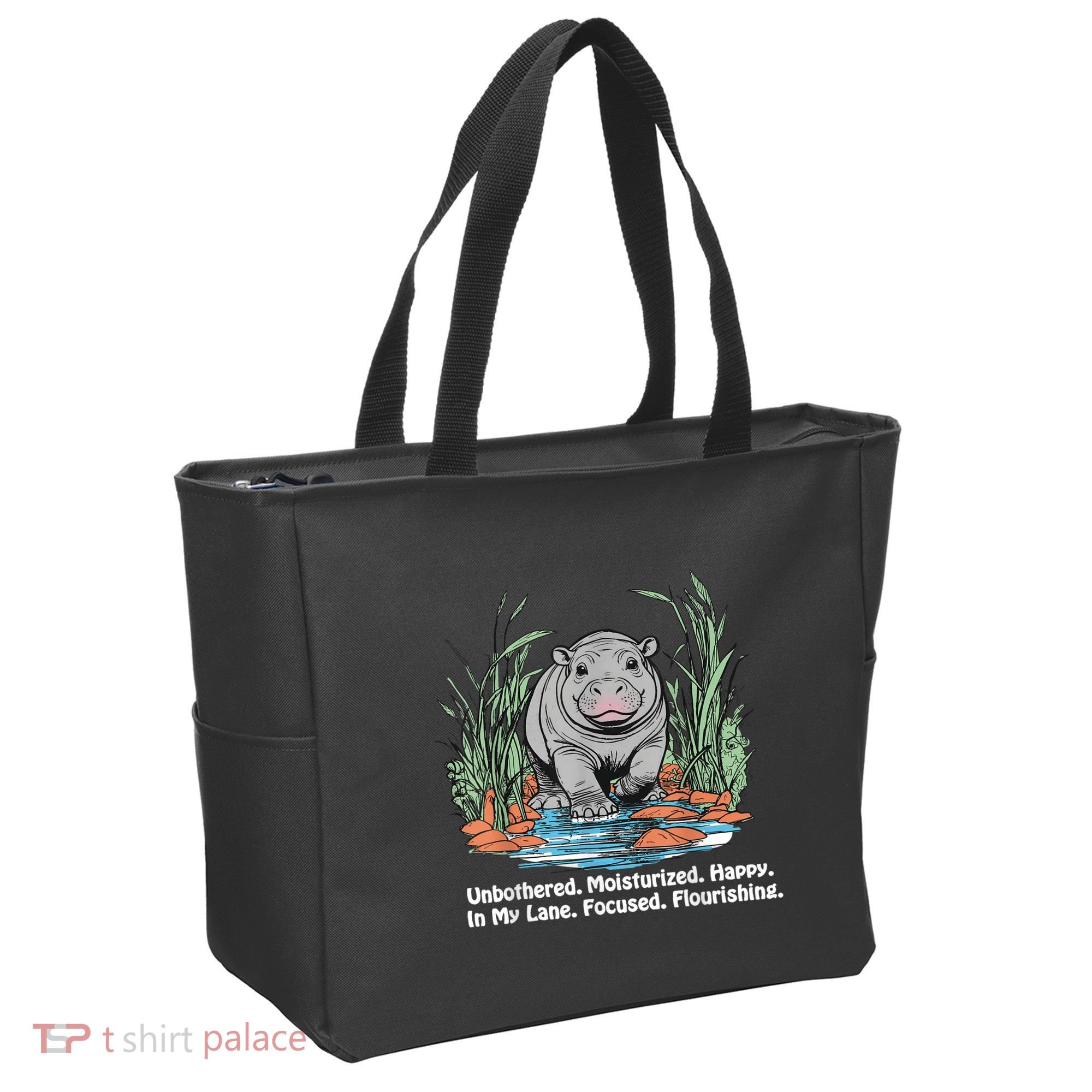 Unbothered Moo Deng Bouncy Pig Meme Cute Baby Hippo Viral Tote Bag