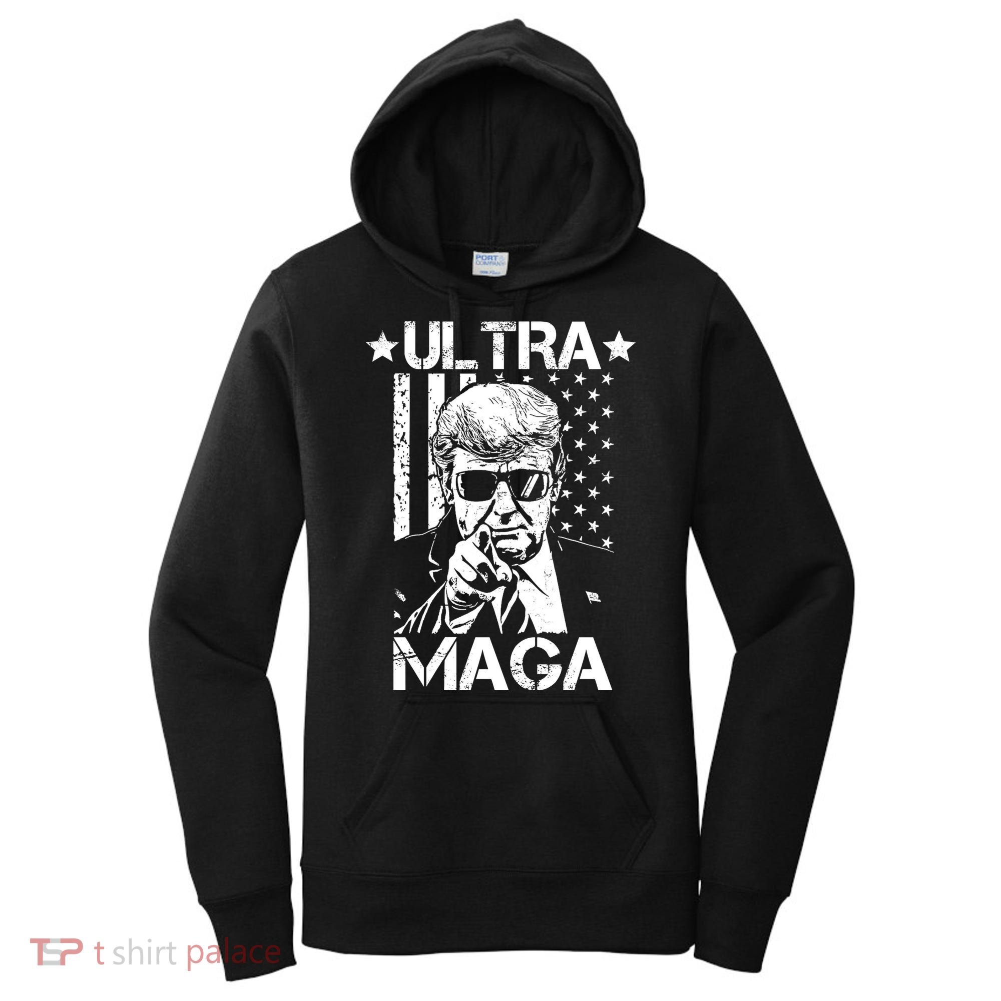 Ultra Maga Donald Trump USA Flag Women's Hoodie