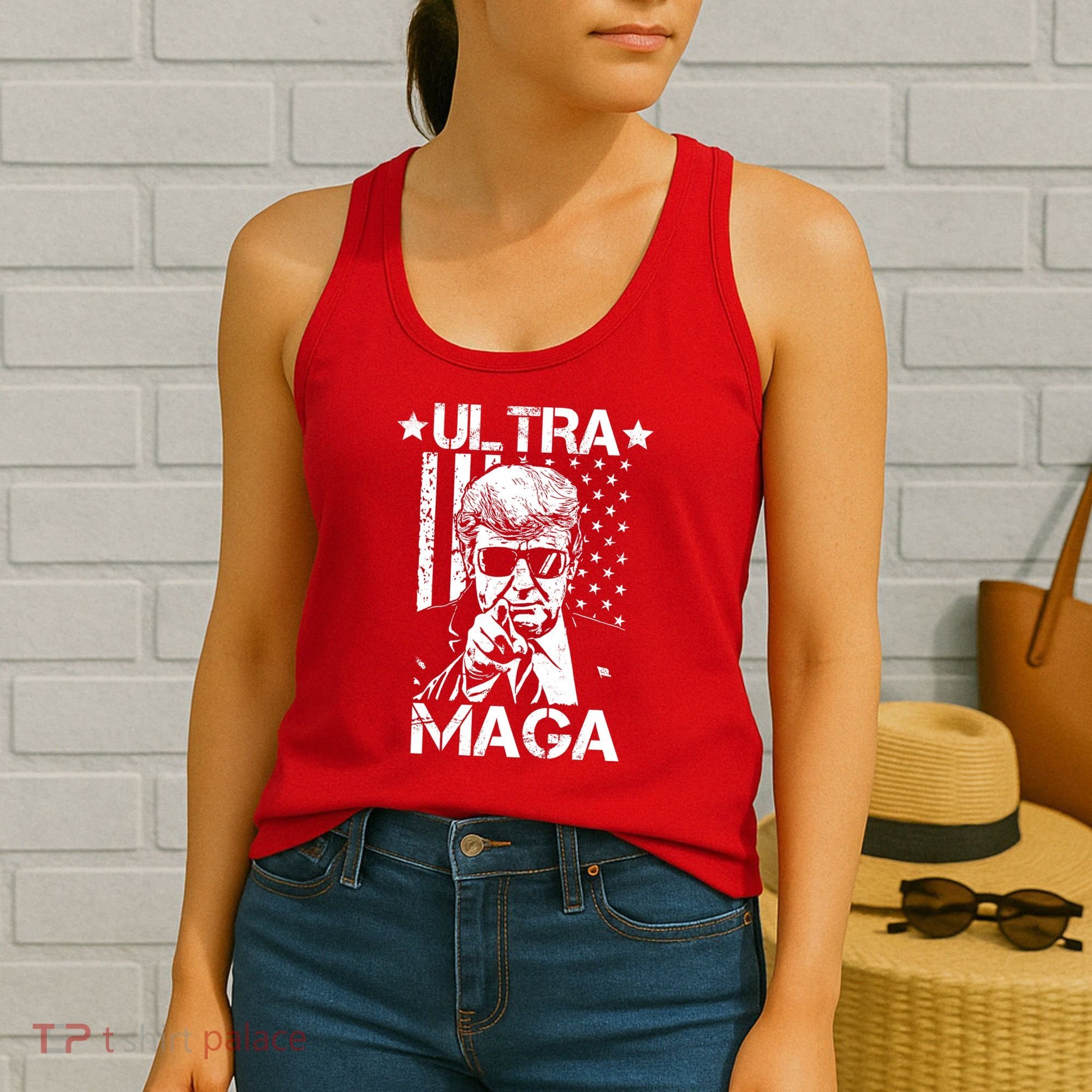 Ultra Maga Donald Trump USA Flag Women's Tank Top