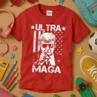 Ultra Maga Donald Trump USA Flag Kids T-Shirt thumb 3