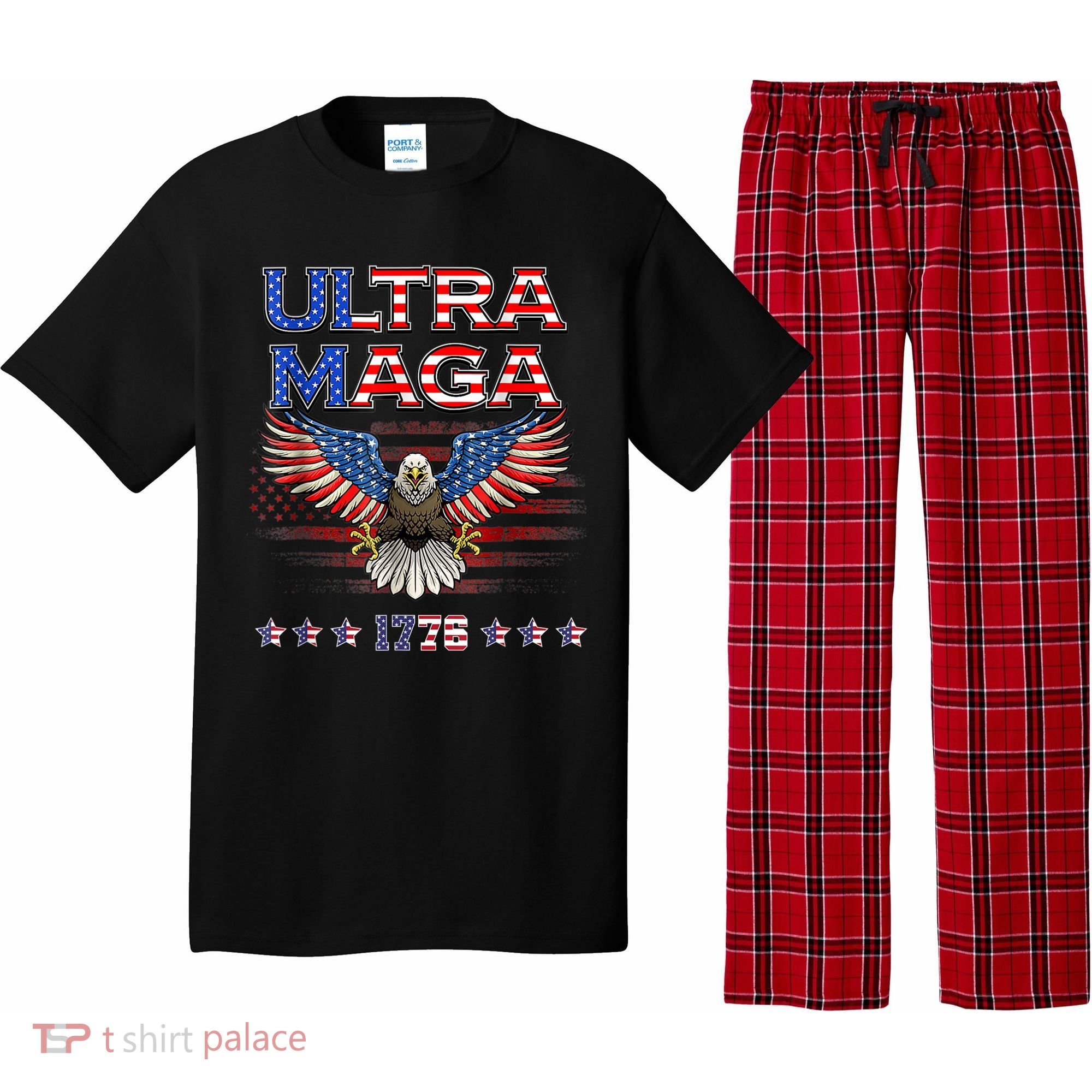 Ultra Mega Eagle 2022, Ultra Maga Tee AMERICAN, FLAG, EAGLE Pajama Set