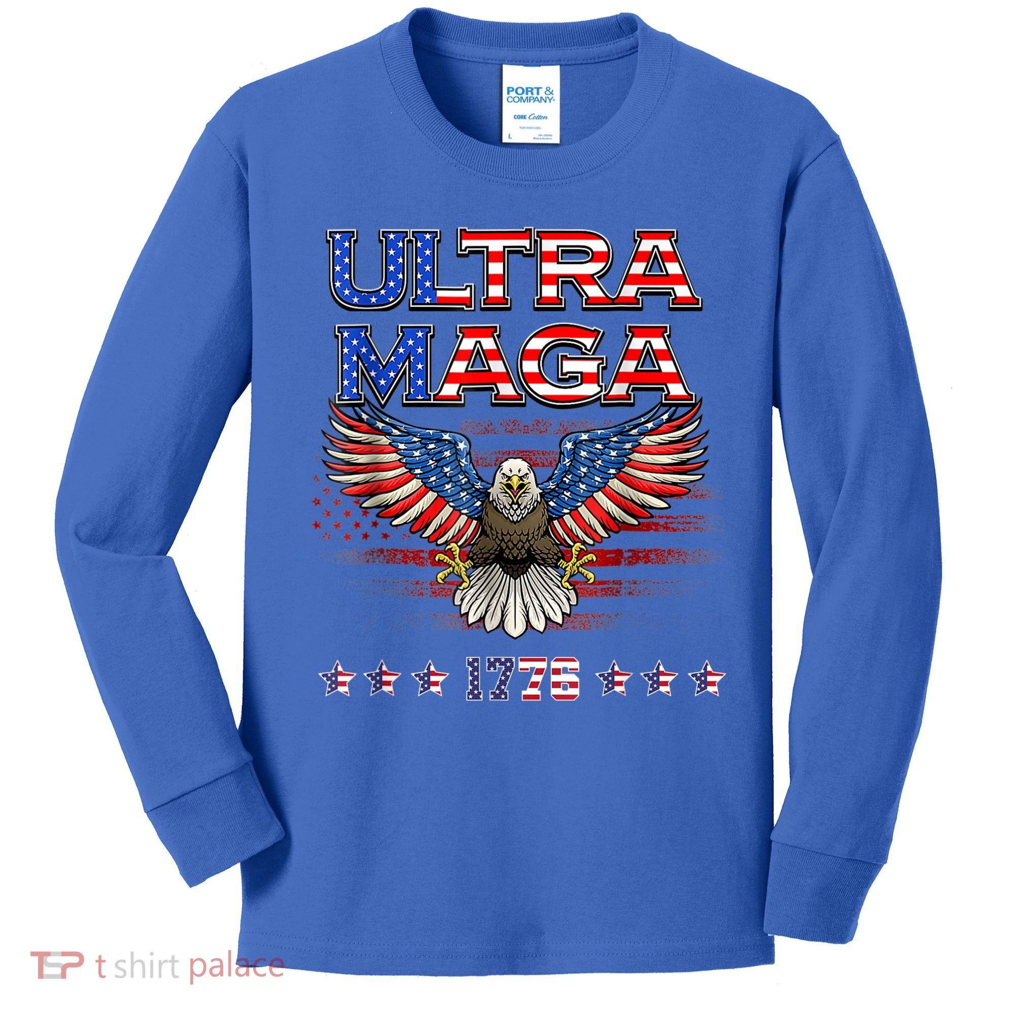 Ultra Mega Eagle 2022, Ultra Maga Tee AMERICAN, FLAG, EAGLE Kids Long Sleeve Shirt