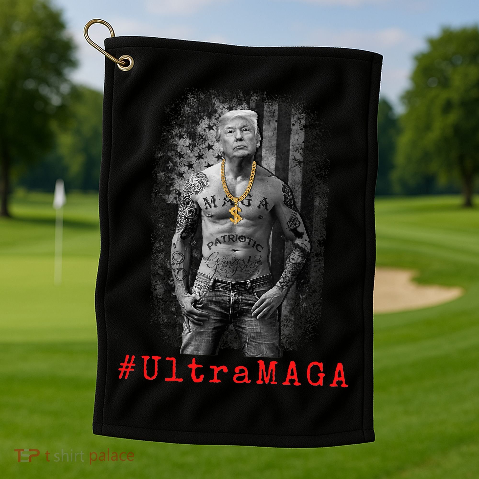 Ultra MAGA Funny Conservative Anti Biden Golf Towel