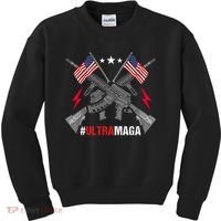 Ultra MAGA Funny Conservative Anti Biden Pro Trump Kids Sweatshirt thumb 0