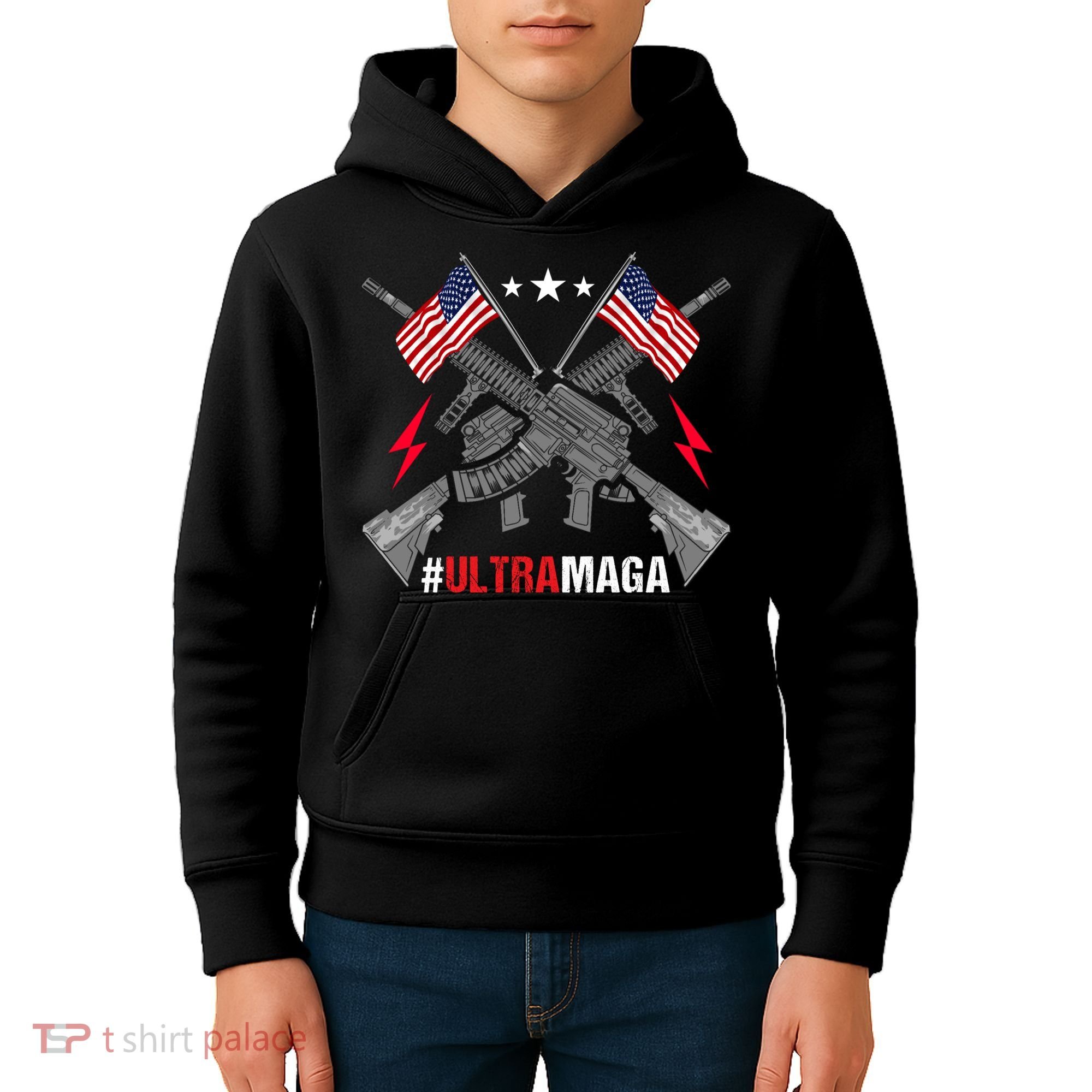 Ultra MAGA Funny Conservative Anti Biden Pro Trump Kids Hoodie