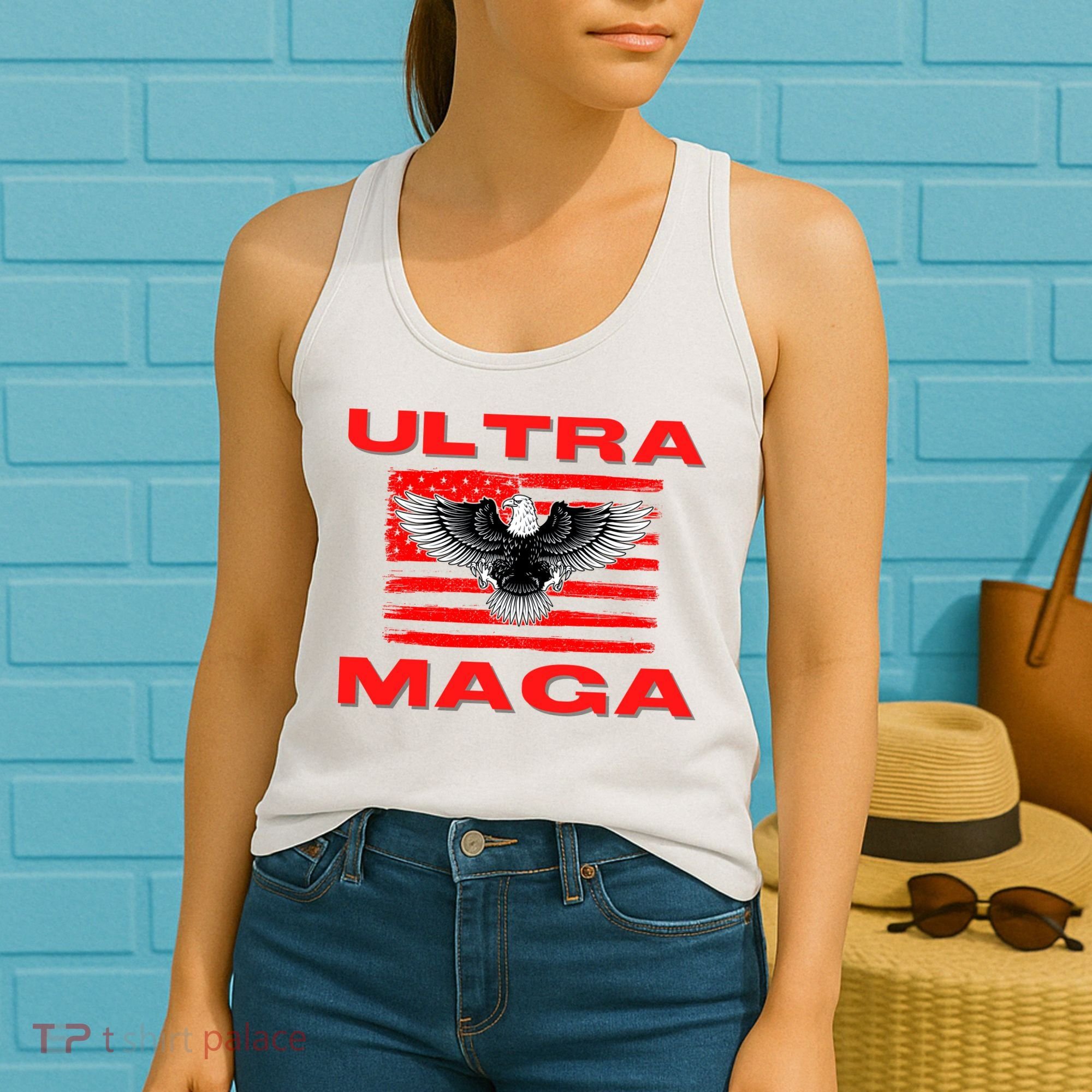 Ultra MAGA Conservative US Flag Women's Tank Top