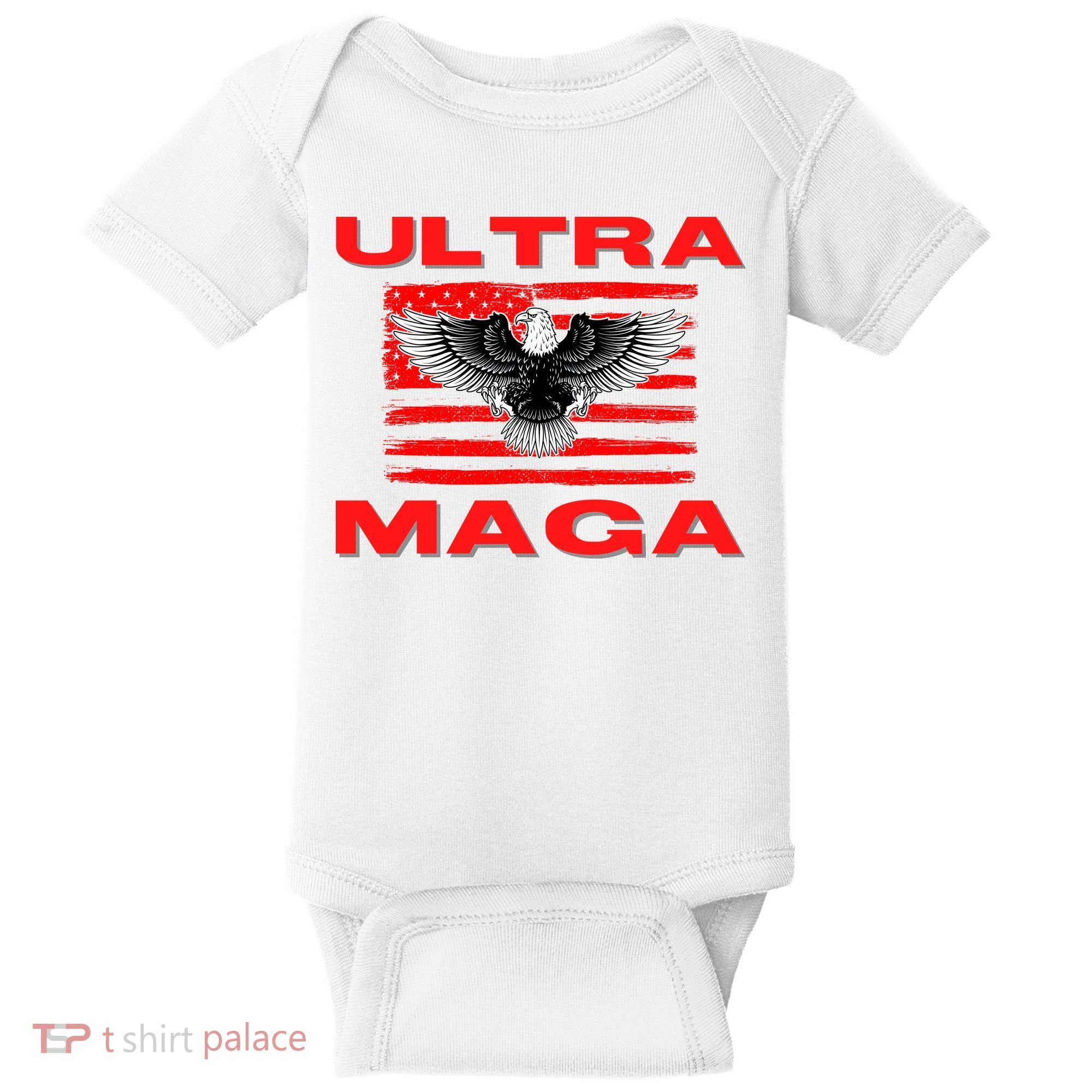 Ultra MAGA Conservative US Flag Baby Bodysuit
