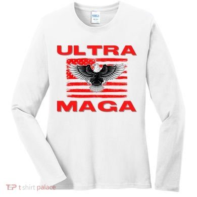 Ultra MAGA Conservative US Flag Women's Long Sleeve Shirt