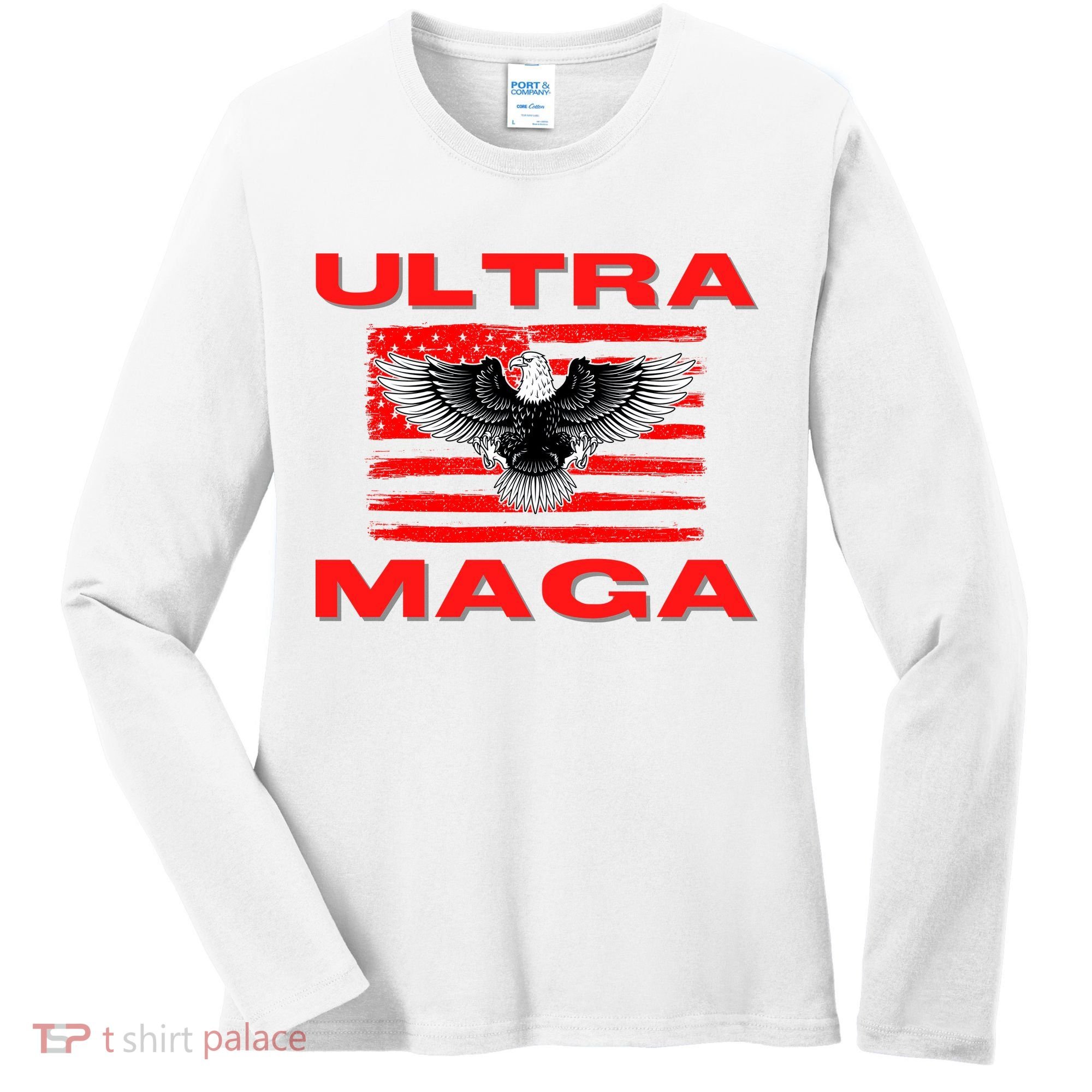 Ultra MAGA Conservative US Flag Women's Long Sleeve Shirt