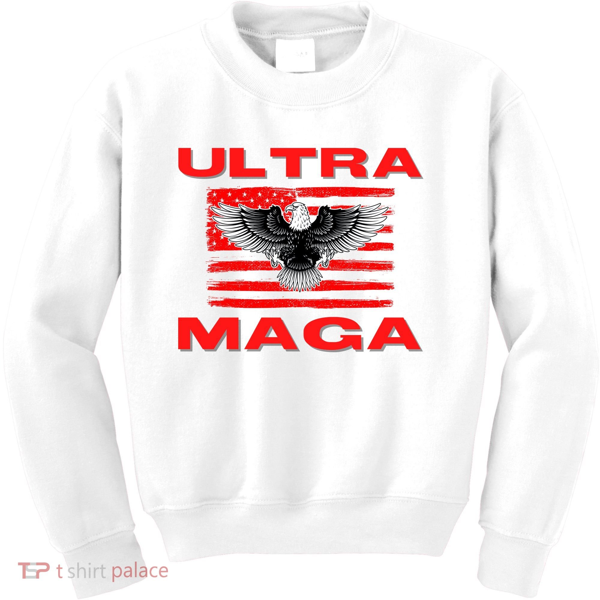 Ultra MAGA Conservative US Flag Kids Sweatshirt