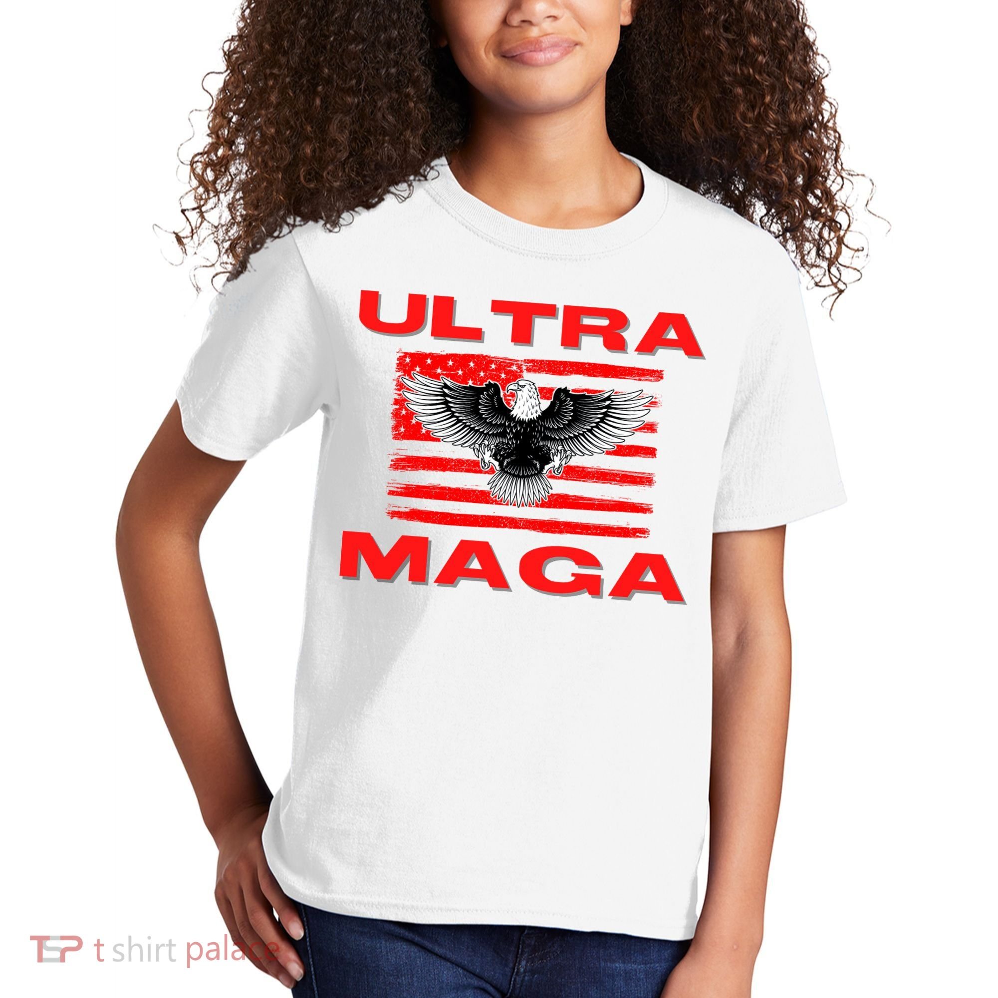 Ultra MAGA Conservative US Flag Kids T-Shirt