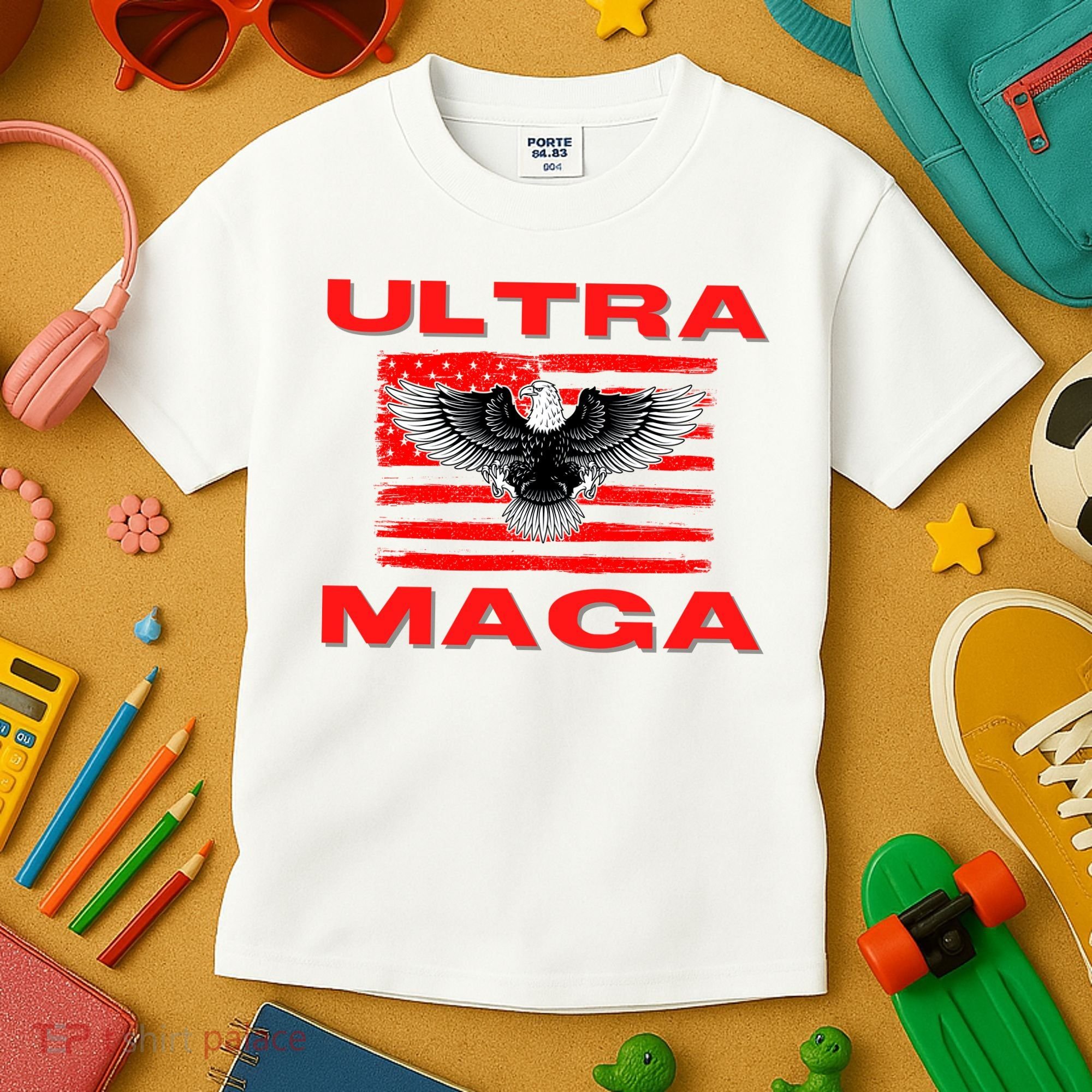 Ultra MAGA Conservative US Flag Kids T-Shirt