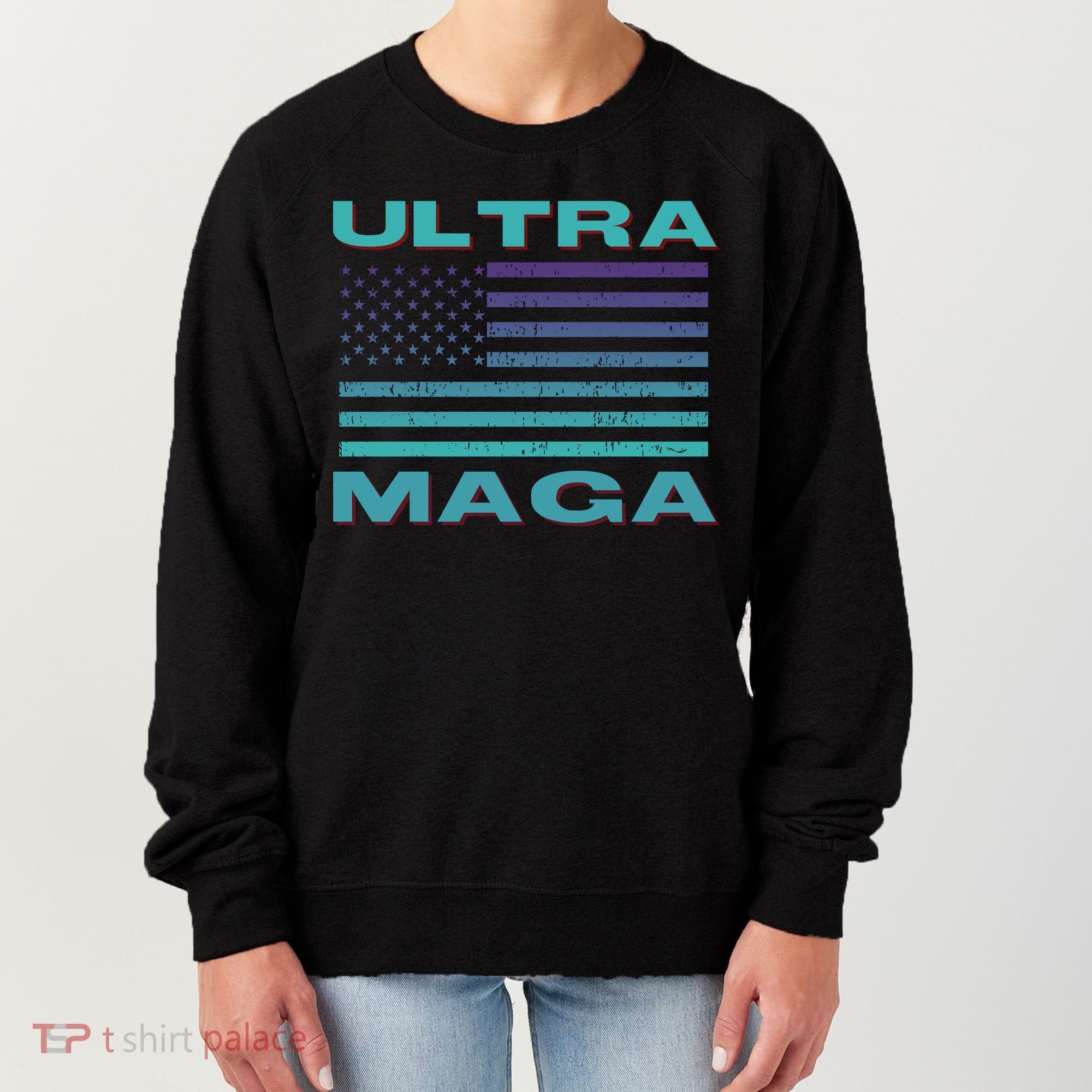 Ultra MAGA Conservative US Flag Women's Sweatshirt