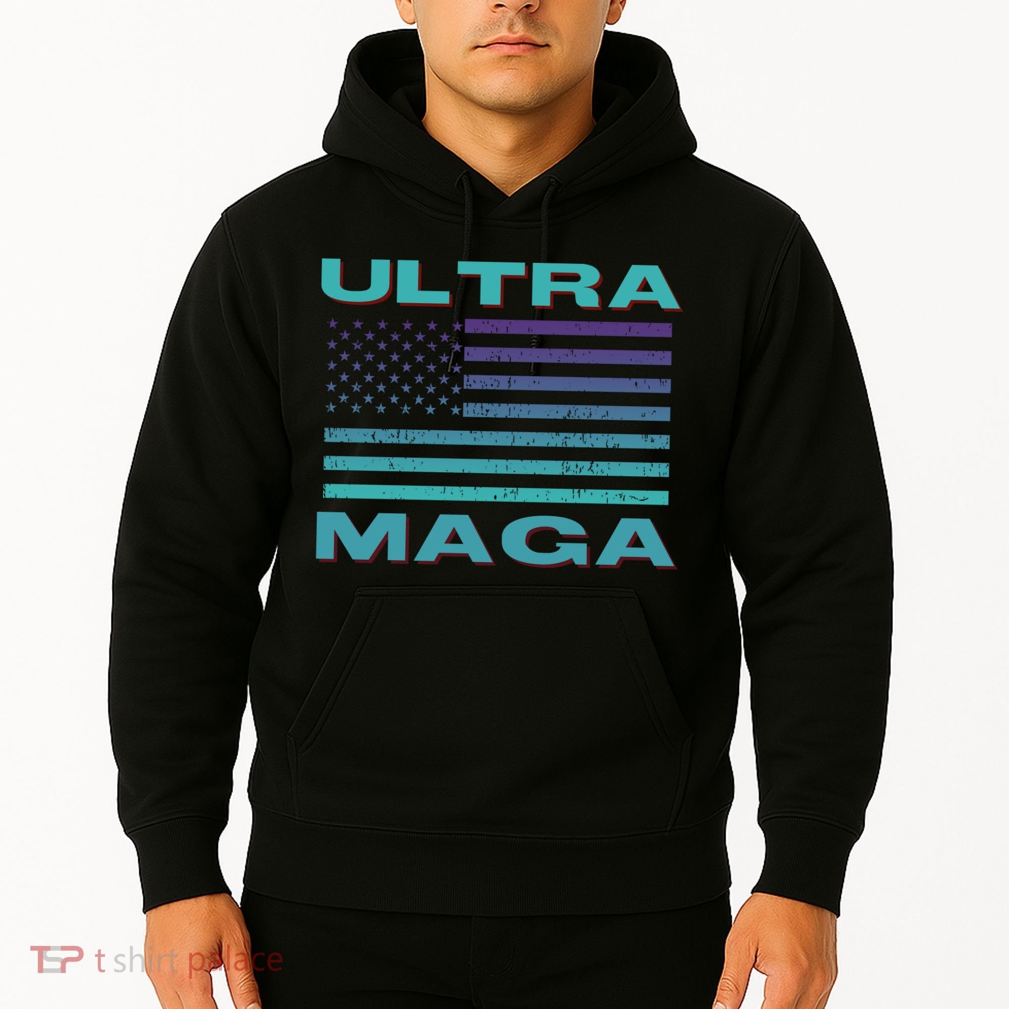 Ultra MAGA Conservative US Flag Hoodie
