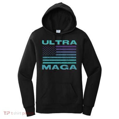 Ultra MAGA Conservative US Flag Women's Hoodie