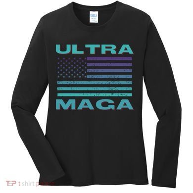 Ultra MAGA Conservative US Flag Women's Long Sleeve Shirt