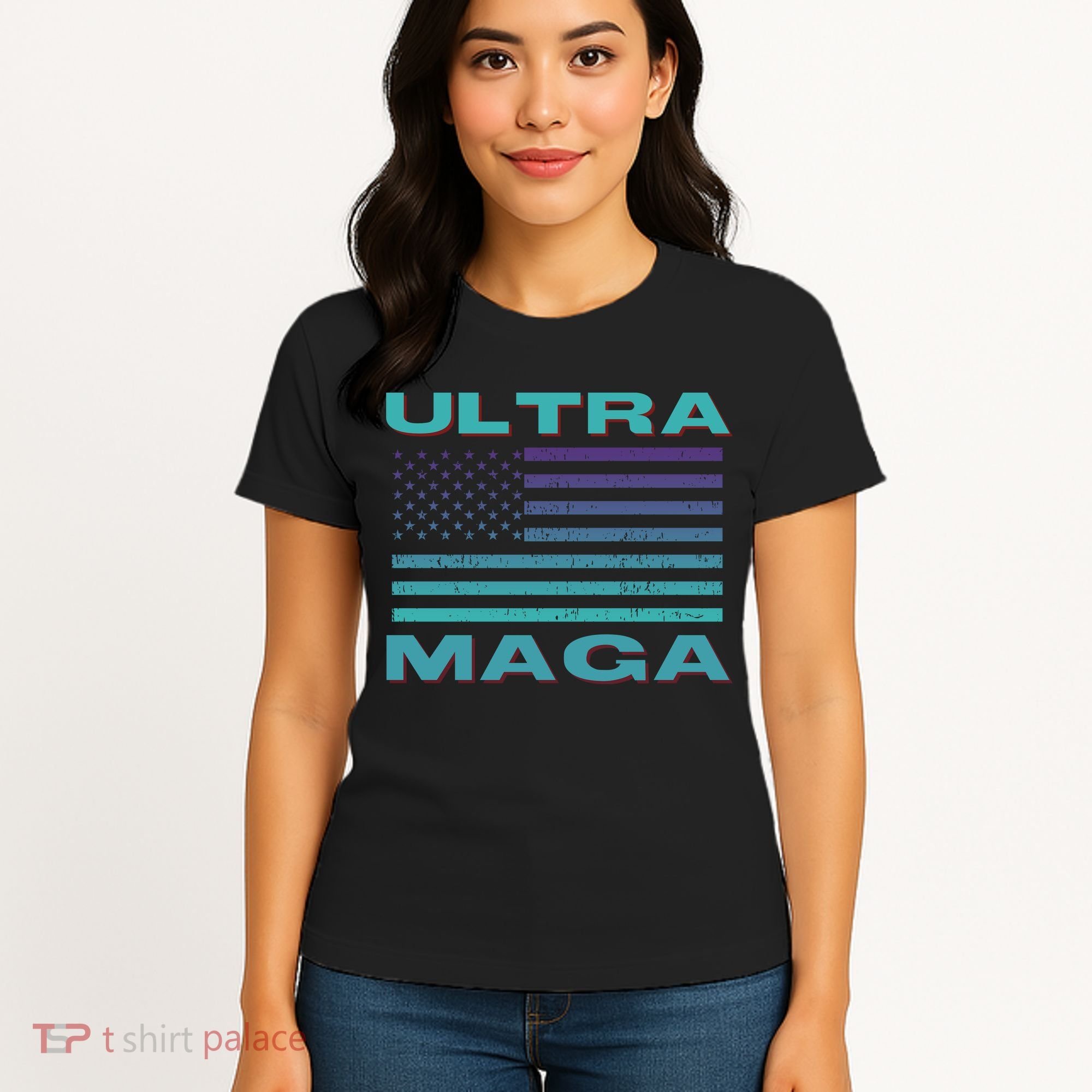 Ultra MAGA Conservative US Flag Women's T-Shirt