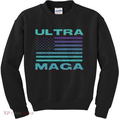 Ultra MAGA Conservative US Flag Kids Sweatshirt