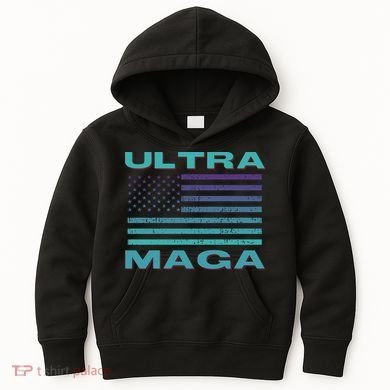 Ultra MAGA Conservative US Flag Kids Hoodie
