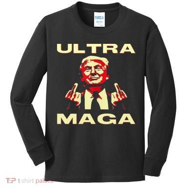 Ultra MAGA Funny Conservative Donald Trump Kids Long Sleeve Shirt