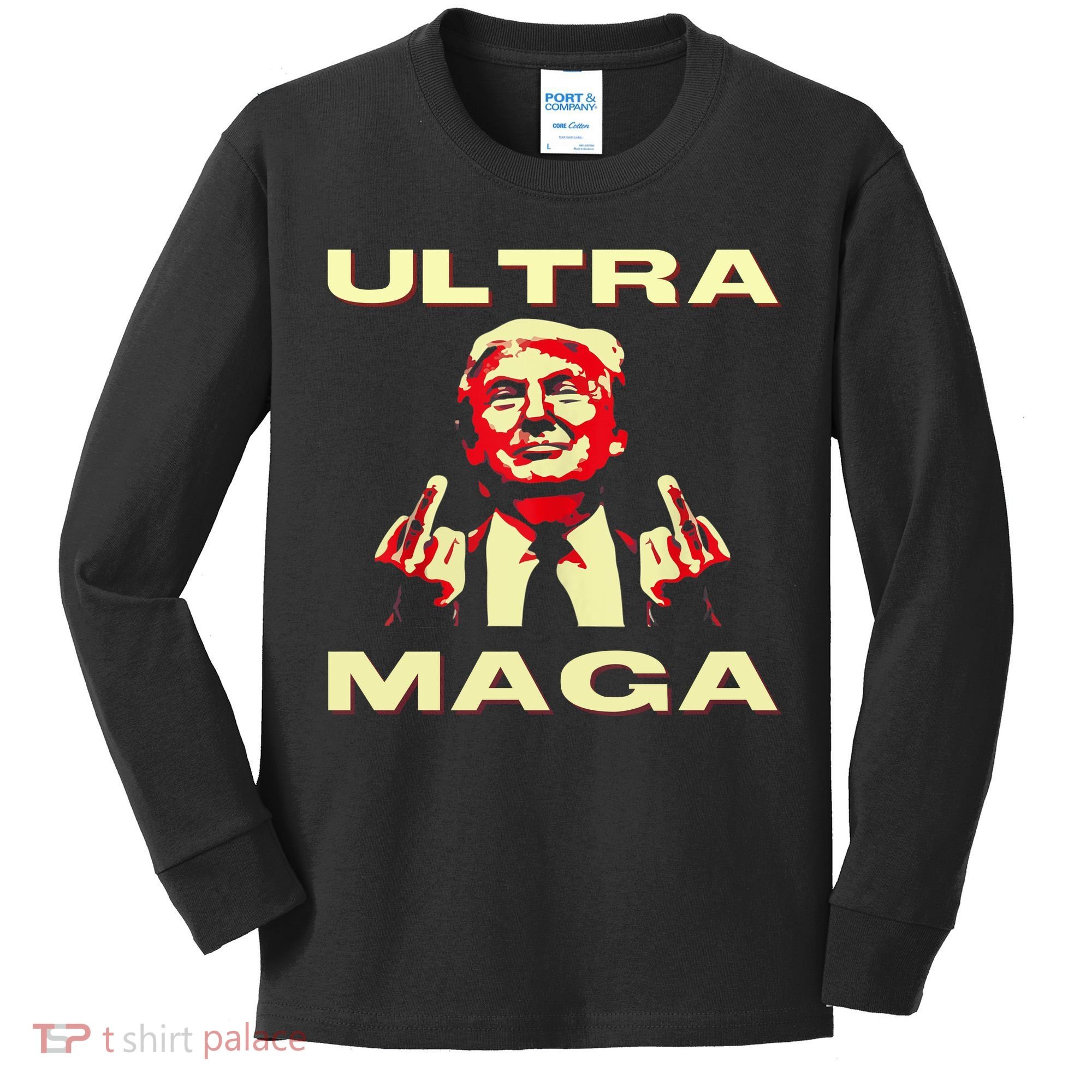 Ultra MAGA Funny Conservative Donald Trump Kids Long Sleeve Shirt