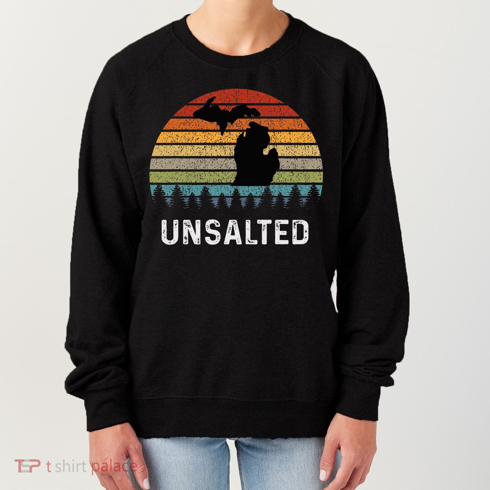 Unsalted Michigan Great Lakes Mi Retro Women's Sweatshirt