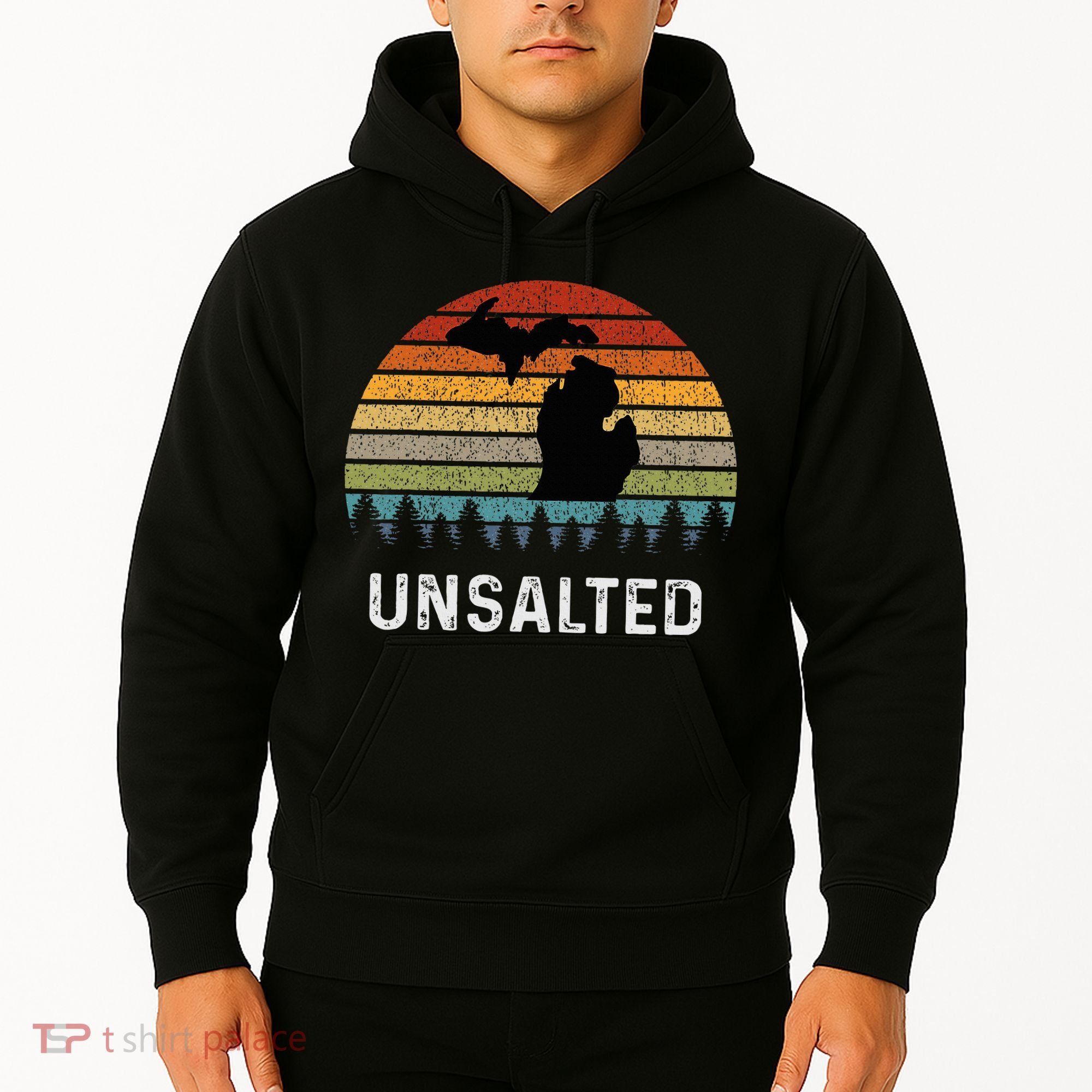 Unsalted Michigan Great Lakes Mi Retro Hoodie