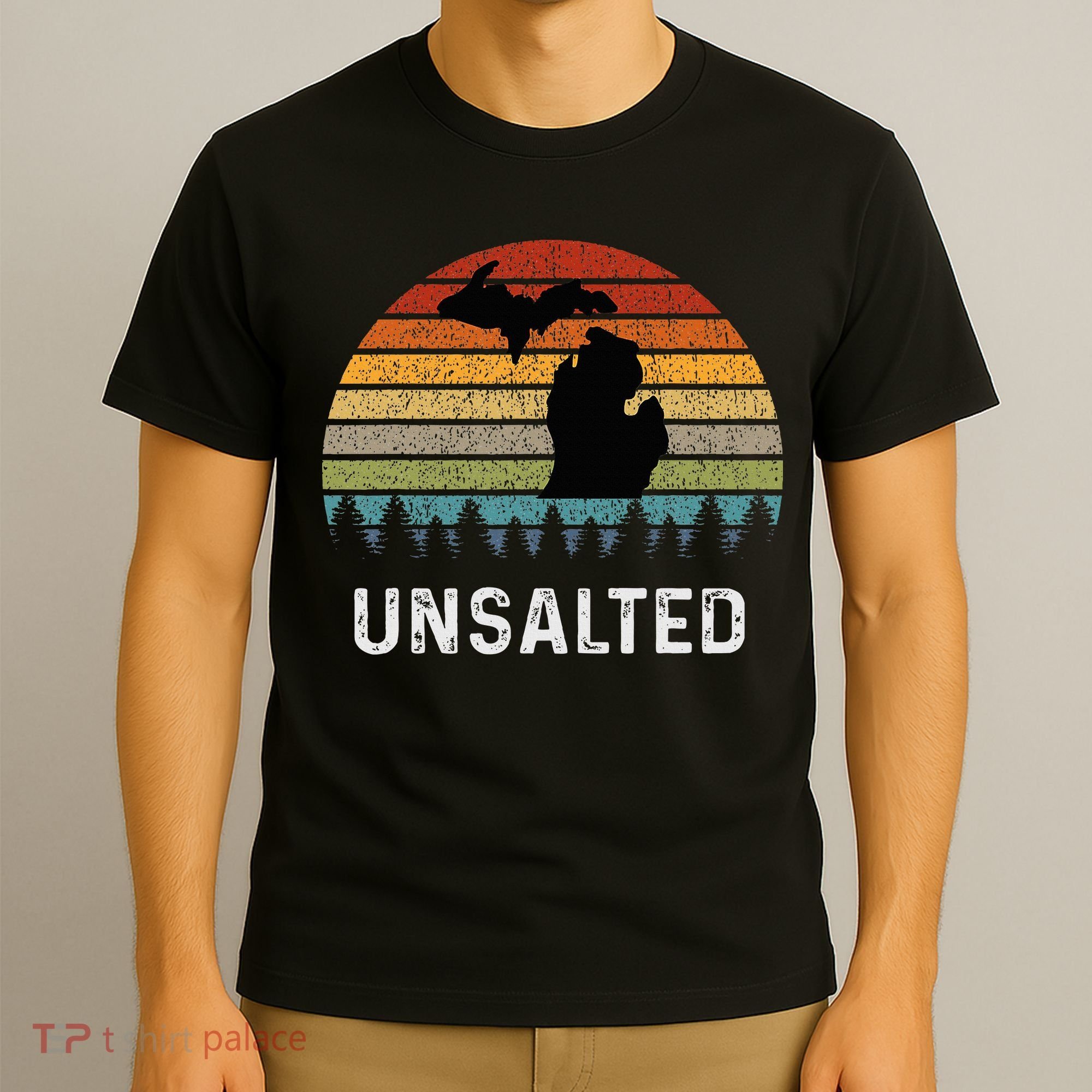 Unsalted Michigan Great Lakes Mi Retro T-Shirt