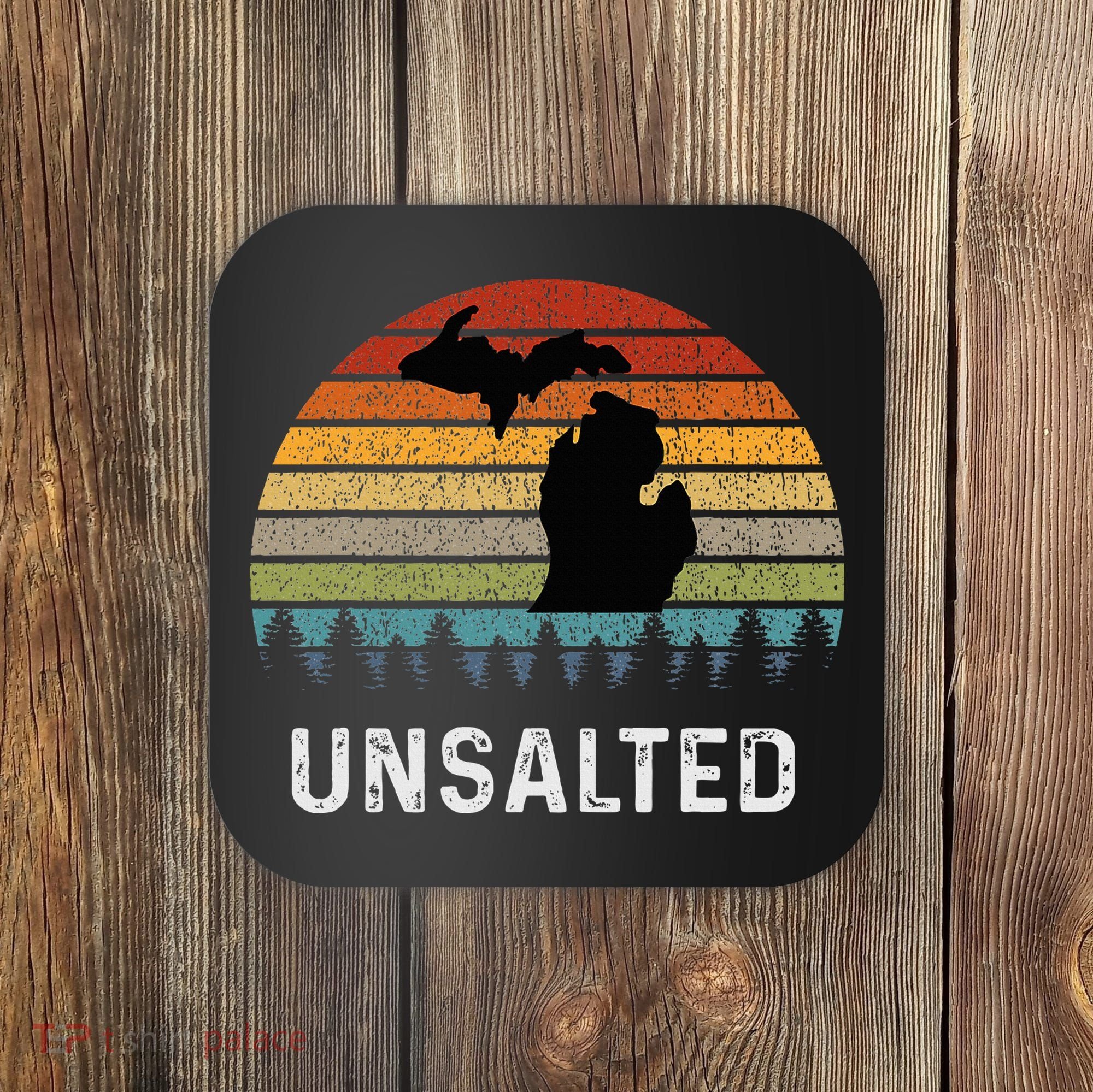 Unsalted Michigan Great Lakes Mi Retro Coaster