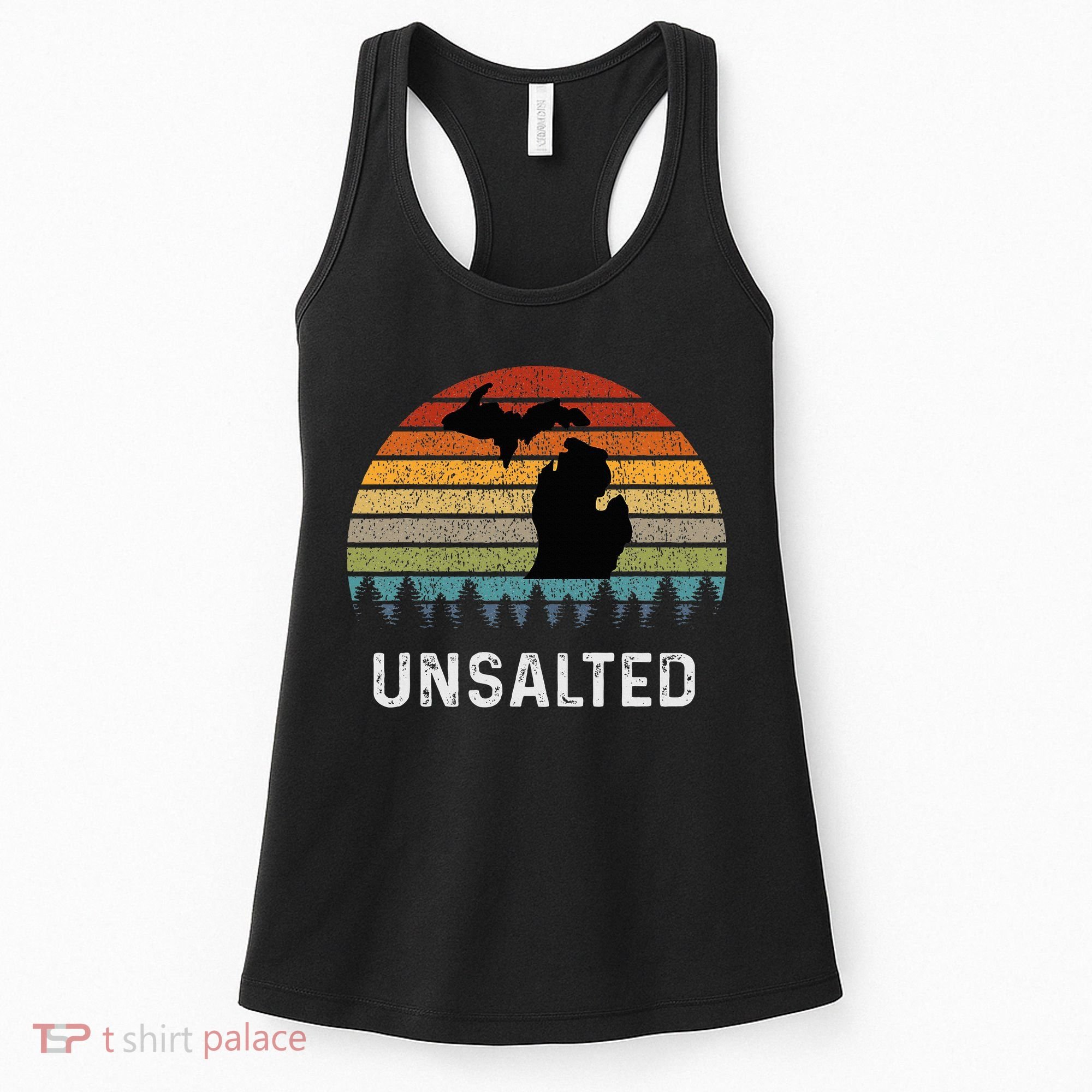 Unsalted Michigan Great Lakes Mi Retro Women's Tank Top