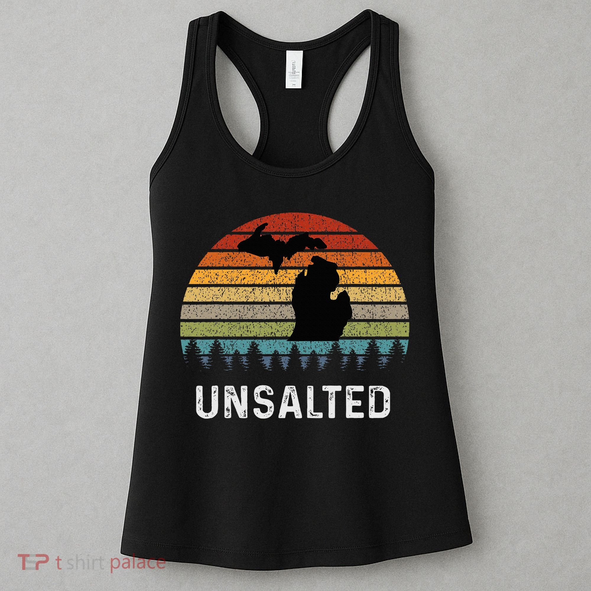 Unsalted Michigan Great Lakes Mi Retro Women's Tank Top