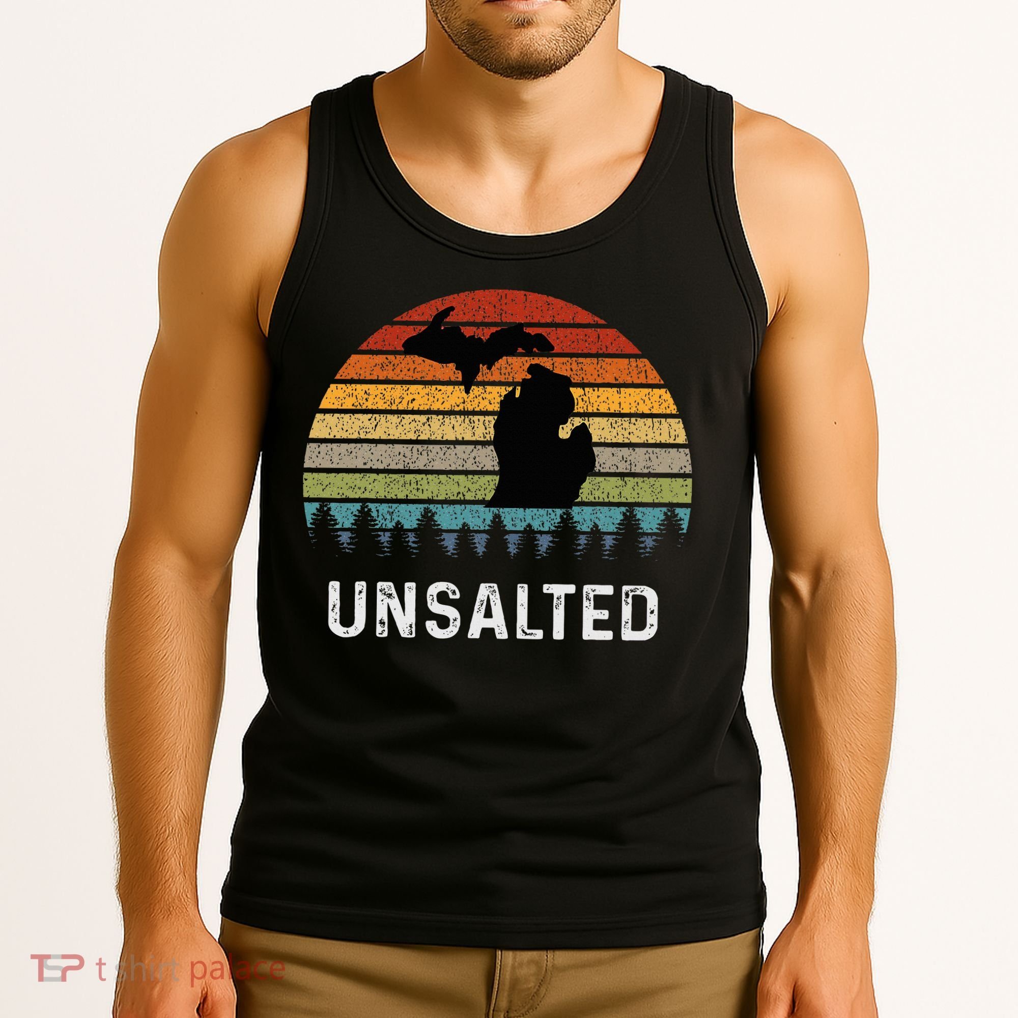 Unsalted Michigan Great Lakes Mi Retro Tank Top